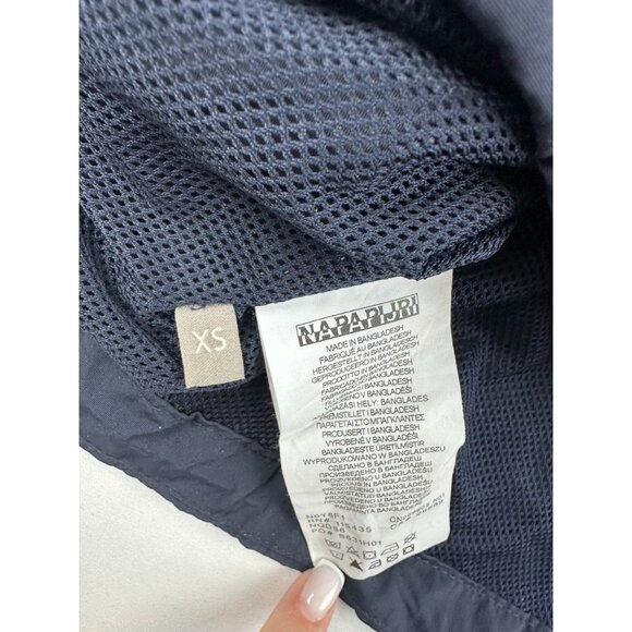 Napapijri Rainforest Geographic Taped Seams Hooded Anorak Jacket Blue Womens XS - Picture 6 of 9